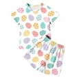 thumbnail image 1 of Rovga Easter Outfits For Boys 3-4 Years Crew Neck Cartoon Bunny Print T Shirt And Shorts Set Kids Holiday Outfit Comfortable Playsuit White, 1 of 7