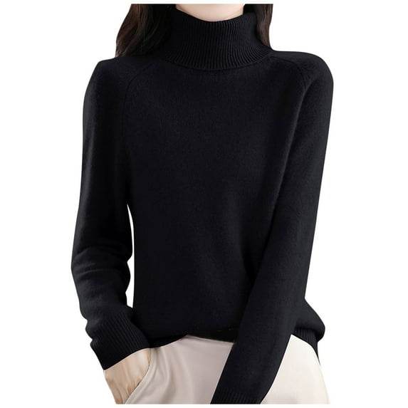 Rovga Fall Comfy Turtleneck Sweater Ladies Loose Large Size Thick Knitted Sweater Bottom Shirt Leisure Outerwear