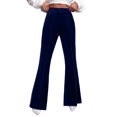 thumbnail image 1 of Rovga Flare Velvet Pants For Women High Waist Wide Leg Stretch Elastic Waist Pull On Trousers Front Seam Slacks Relaxed Streetwear, 1 of 5