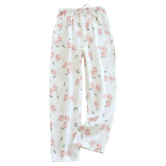 Rovga Four Seasons Thin Soft Double Seersucker Air Conditioning Pants Woven Cotton Loose Home Pants Stylish Streetwear
