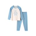 thumbnail image 1 of Rovga Girl Outfits Children'S Long Sleeve Round Neck Color Match Sleep Pants Basic Thermal Underwear Set Cute Holiday Clothes Set Sky Blue 3-4 Years, 1 of 3