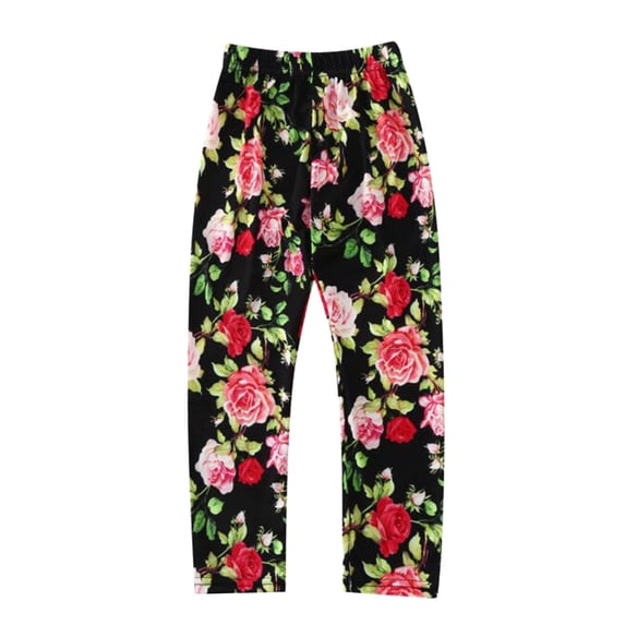 Rovga Girls Clothes Relax Fit Leggings Straight Leg Cartoon Prints Jogger Pants Casual Trousers Athletic Basic Pants 1-2 Years Red