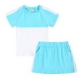thumbnail image 1 of Rovga Girls Clothing Short Sleeve Round Neck Clothes Set Solid Color Sleepwear Outfits Leisure Weekend Playsuit 7-8 Years Sky Blue, 1 of 2