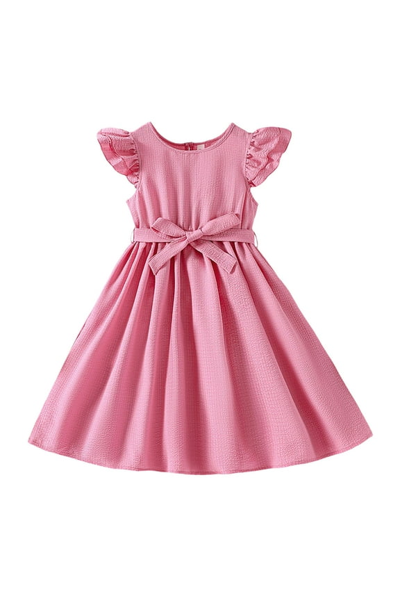 Girls Easter Dress Toddler Fly Sleeve Dress Dance Party Dresses Spring And Summer Simple Style Clothes 4-5 Years