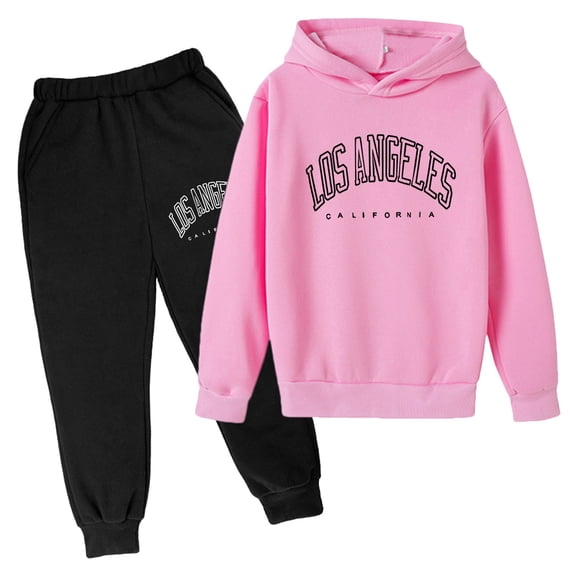 Rovga Girls Outfits 5-6 Years Children Kids Casual Letter Printed Long Sleeve Hoodie Pullover Sweatshirt Tracksuit Jogger Sweatpants 2 Pieces Sweatsuit Set Trend Outfits Pink