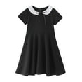 thumbnail image 1 of Rovga Girls Summer Dresses Spring Summer Solid Color Floral Print Short Sleeve Round Neck Sundress Black Cute Girls Clothes 5-6 Years, 1 of 9