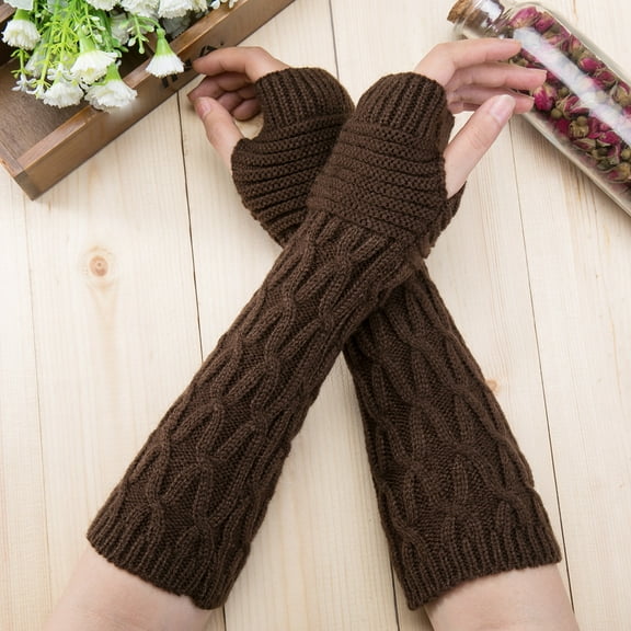Rovga Gloves & Mittens Fashion Women Winter Wrist Arm Warmer Knitted Long Fingerless Gloves Mitten Co