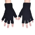 thumbnail image 1 of Rovga Gloves & Mittens Stretch Fingerless Elastic Knitted Warm Gloves Men Finger Black Half Gloves, 1 of 5