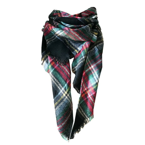 Rovga Hair Scarf For Women Elegance Double Multicolor Plaid Prints Shawl And Neck Warmer Triangle Scarf Summer Gift Ny1