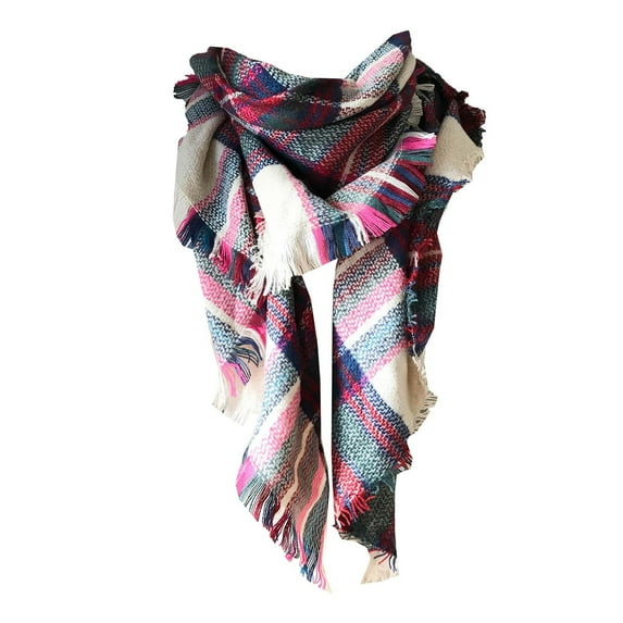 Rovga Hair Scarf For Women Double Multicolor Plaid Triangle Scarf Shawl And Neck Warmersummer Gift Beige