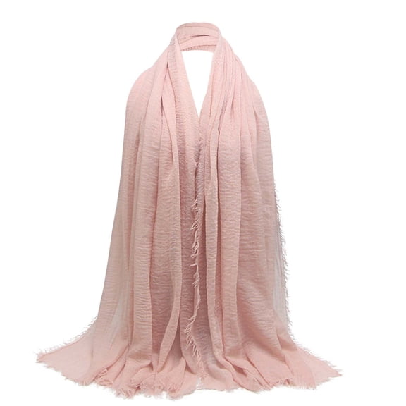 Rovga Hair Scarf For Women Ladies' Solid Color Pleated Cotton Linen Scarf: Versatile Sunscreen Air Conditioning Shawlsummer Gift Pink