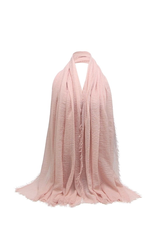 Hair Scarf For Women Ladies' Solid Color Pleated Cotton Linen Scarf: Versatile Sunscreen Air Conditioning Shawlsummer Gift Pink