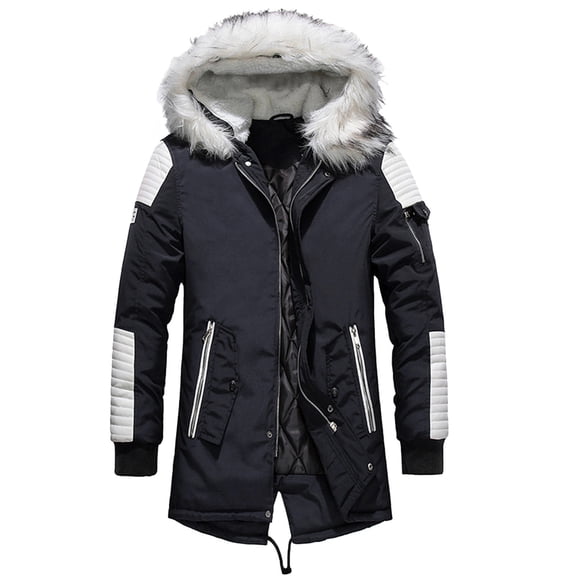 Rovga Jackets For Mens Long Sleeve Zipper Color Match Tops Fall Winter Parkas Coats Comfortable Going Out Men Clothings 3Xl Dark Blue