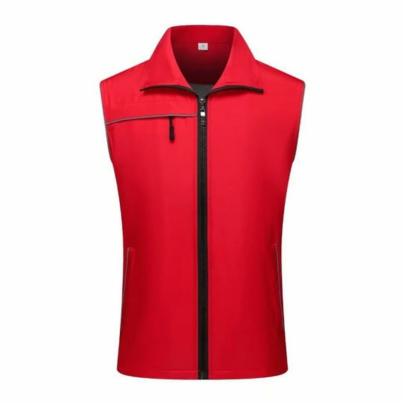 Rovga Jackets For Mens Solid Color Zipper Coats Sleeveless Outdoor Vests Tops Fall Winter Handsome Going Out Men Clothings M Red