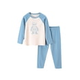 thumbnail image 1 of Rovga Kid Outfits For Girl Children'S Long Sleeve Round Neck Color Match Sleep Pants Basic Thermal Underwear Set Lovely Festival Playsuit Sky Blue 4-5 Years, 1 of 3