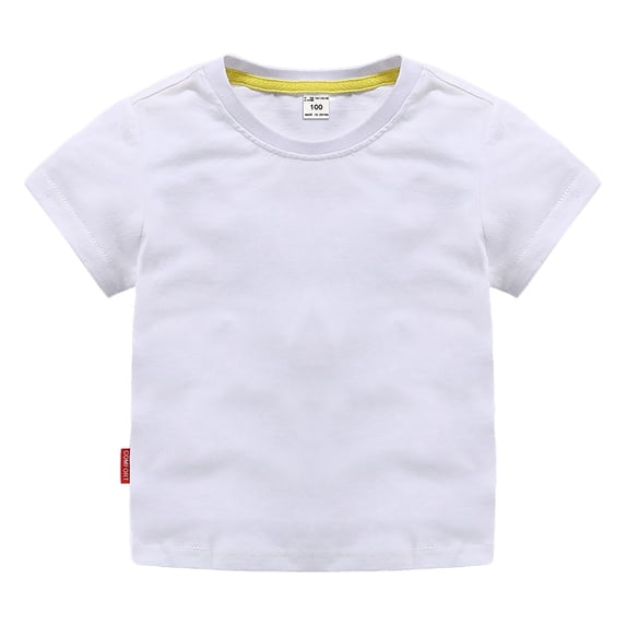 Rovga Kid T Shirts For Boys Girls Crewnecak Short Sleeve Shirt Solid Color Trendy Tops Summer Casual Daily Wear White 2-3 Years