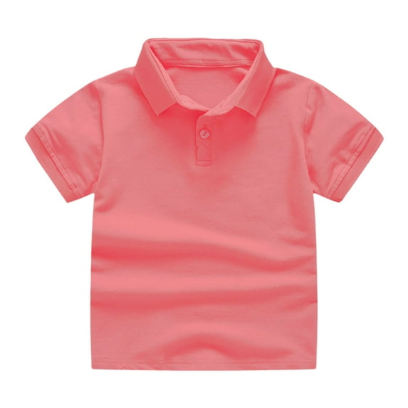 Rovga Kid T Shirts For Boys Girls Solid Color Short Sleeve Lapel Tops Summer Simple Shirt Casual Kid Gift Watermelon Red 2-3 Years