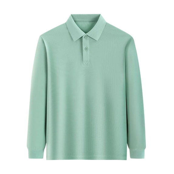 Rovga Kids Boys Tops Long Sleeve Solid Color Shirt Lapel Top Tee Fashion Child Clothes Green 9-10 Years