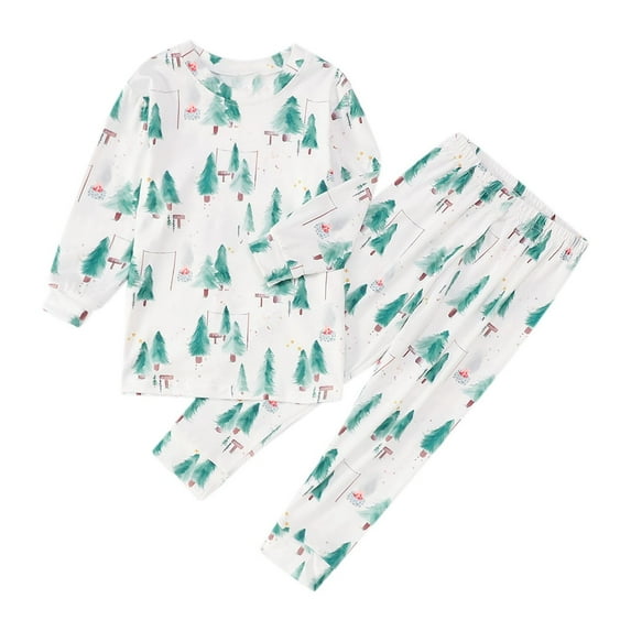 Rovga Matching Christmas Pajamas For Family, Xmas Family Outfit Home Wear Long Sleeve Top Trousers Two Piece Set Kids Leisure Outfit Clothes 14 Years