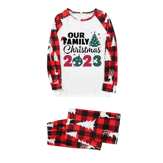 Rovga Matching Family Christmas Pajamas Christmas Deer Plaid Print Long Sleeve T Shirt Top And Pants Xmas Sleepwear Holiday Family Matching Pajamas Outfit