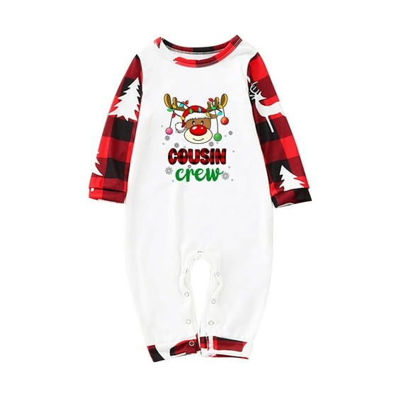 Rovga Matching Family Christmas Pajamas Sleepwear For Christmas Family Matching Pajamas Cute Big Headed Print Pjs Plaid Long Sleeve Tops And Pants Soft Casusal Holiday Jumpsuit(Baby)