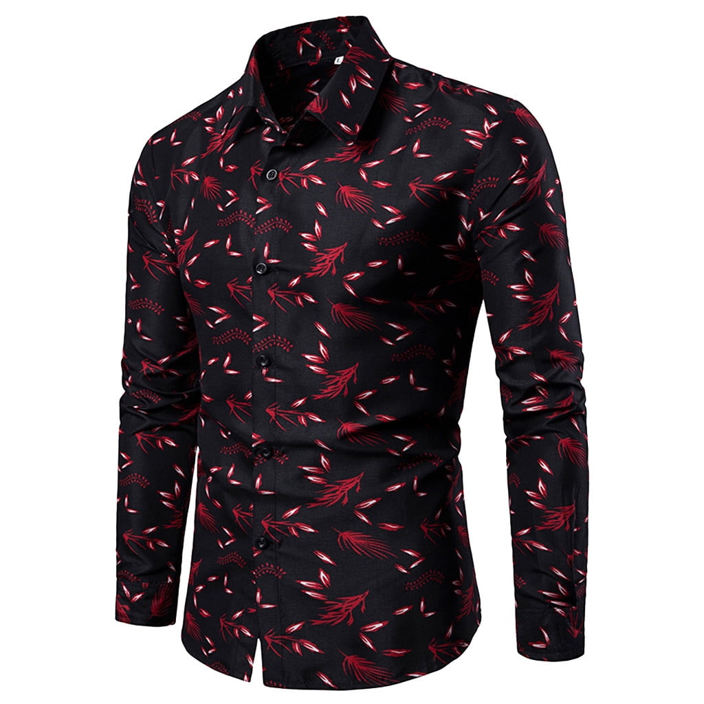 Rovga Men Button Down Shirts Spring And Summer Casual Pattern Stand