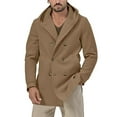 thumbnail image 1 of Rovga Men Clothes Solid Color Lapel Coats Long Sleeve Anoraks Tops Fall Winter Handsome Daily Wears M Khaki, 1 of 9