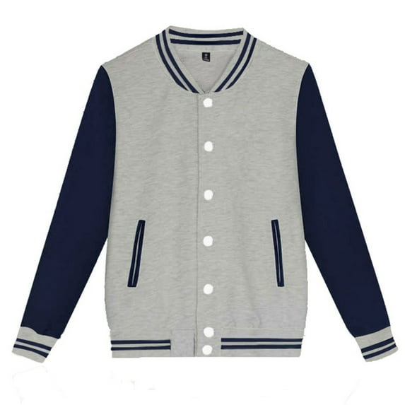 Rovga Men Fashion Varsity Jackets Fashion Autumn Casual Patchwork Stand Collar Button Down Long Sleeve Pocket Sport Outdoor Top Outwear Coat Fashion Clothing