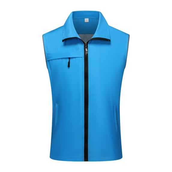 Rovga Men'S Jackets Sleeveless Zipper Solid Color Tops Fall Winter Outdoor Vests Coats Comfortable Going Out Men Clothings L Blue