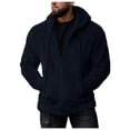 thumbnail image 1 of Rovga Men Winter Hooded Jacket Hoodie Zipper Sweatshirt Winter Solid Color Outwear Long Sleeve Keep Warm Pocket Fashion Coat Windbreaker For Outdoor Casual Clothing, 1 of 9