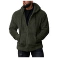 thumbnail image 1 of Rovga Men Winter Hooded Jacket Hoodie Zipper Sweatshirt Winter Solid Color Outwear Long Sleeve Keep Warm Pocket Fashion Coat Windbreaker For Outdoor Stylish Clothing, 1 of 9