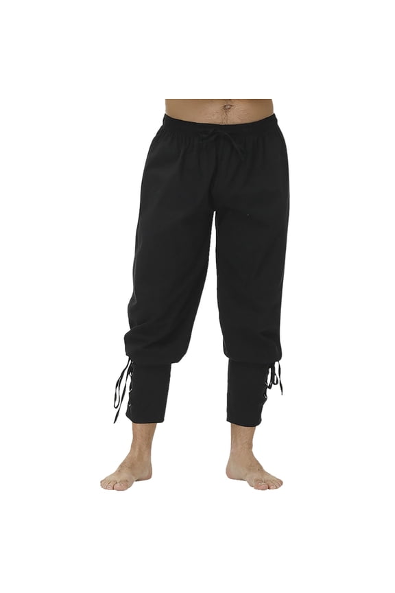 Mens Pants Male Ankle Strap Tie Renaissance Pants Clothing With Drawstring Solid Color Trousers Relaxed Stretch Elastic Waist Trousers