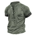 thumbnail image 1 of Rovga Mens Streetwear Sports Shirt Short Sleeved Lace Up Pullover Comfortable And Lightweight Casual Tops Green Xl, 1 of 2
