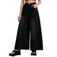thumbnail image 1 of Rovga Mid Rise Barrel Jeans For Women Pants Wide Leg Mid-Waist Cropped Denim Pants Baggy Boyfriend Jeans Pockets Leisure Streetwear, 1 of 9