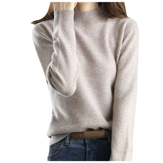 Rovga New Half Turtleneck Knitted Sweater Women Fall Winter Short Pullover Solid Color Loose Sweater Thickened Bottoming Shirt Warm Streetwear