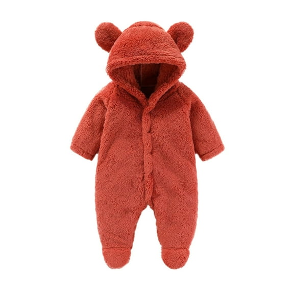 Rovga Baby Footie Snowsuit Winter Onesie Cartoon Bear Warm Hooded Outfits For Girls Boys Cute Dailywear