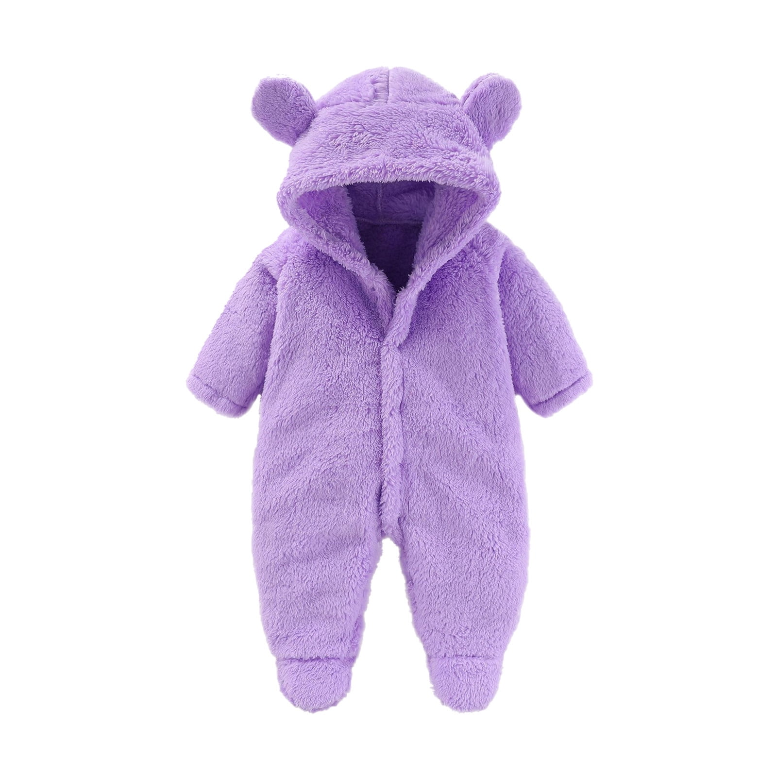Rovga Baby Footie Snowsuit Winter Onesie Cartoon Bear Warm Hooded Outfits For Girls Boys Lovely Dailywear