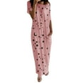 thumbnail image 1 of Rovga Nightshirts & Gowns Womens Daily Short Sleeve Stars Print Casual Inclined Shoulder Maxi Sleep Dress, 1 of 5