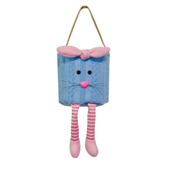 Rovga Non-woven Easter Basket Decoration Rabbit Bow Storage Basket Portable Bucket