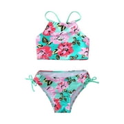 Rovga Outfits 2PCS Halter Beach Daisy Girls Sports Swimsuit Tankini Girls Swimwear Newborn Beachwear