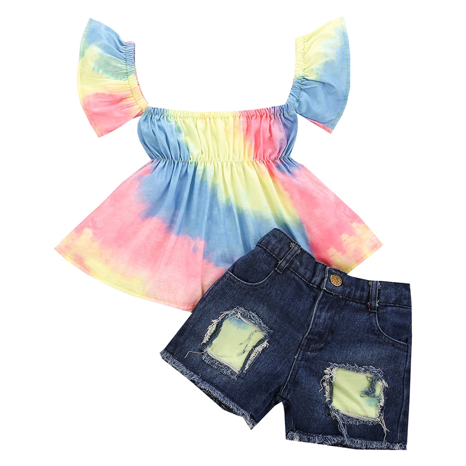 Rovga Outfits For Toddler Girls Baby Outfits&Set Flying Sleeve Rainbow