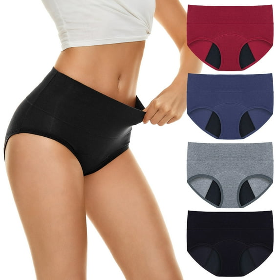 Rovga Panties For Women 4 Pieces High Waist Leakproof Underwear For Female Plus Size Panties Leak Proof Menstrual Panties Pants Soft Underwear