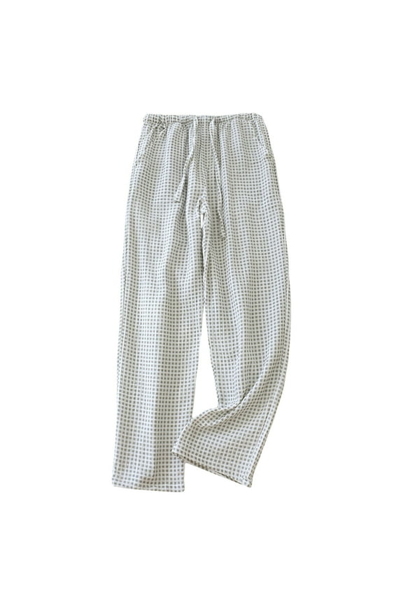 Plaid Pajama Pants Double Pajama Pants Women Pants Four Seasons Thin Soft Home Pants Loose Pants Stylish Streetwear