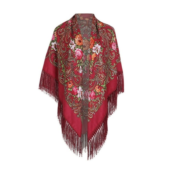 Rovga Scarf For Women Light Soft Fashion Lady Folk Floral Print Tassel Square Scarf Wrap Shawl Travel Scarvesummer Gift Rd2