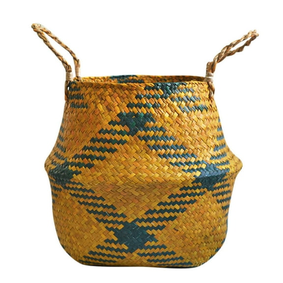 Rovga Seagrass Wicker Basket Flower Pot Folding Basket Basket Storage Decoration