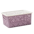 thumbnail image 1 of Rovga Stackable Storage Box Hollow Out Delicate Retro Pattern Storage Basket With Lid For Clothes Cosmetics Papers Toys, 1 of 4