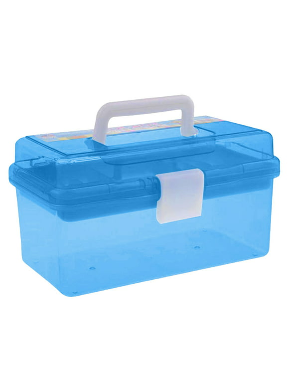 Rovga Storage Accessories Blue Portable Box Organizer Multipurpose Sewing Box Tool Box Crafts And Supplies Storage Case With Handle And Removable Tray