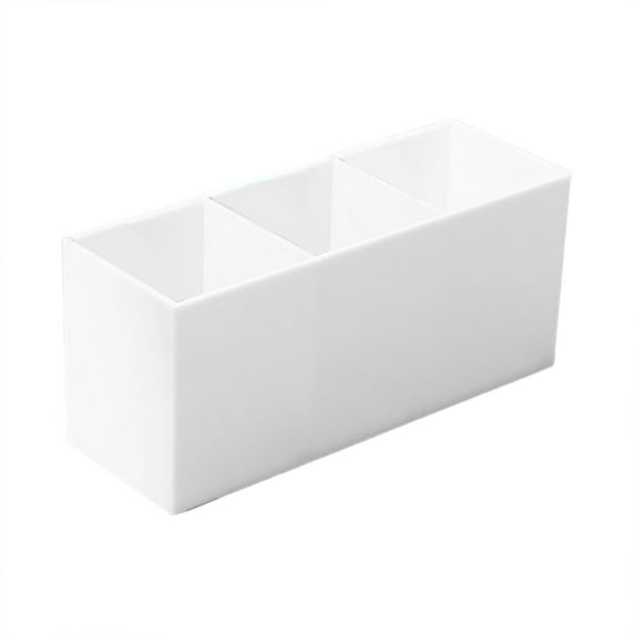 Rovga Storage Binsthree Compartments Acrylic Transparent Pen Holder Makeup Brush Barrel Acrylic Cosmetics Storage Lip Balm Lip Gloss Eyebrow Pencil Box White