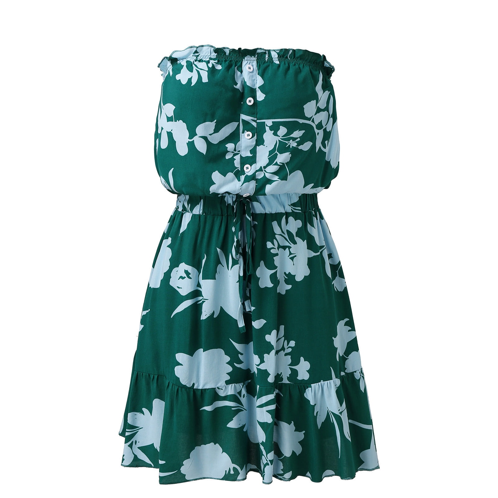 Summer Sun Strapless Button-Down Dress