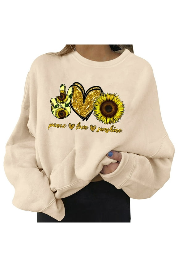 Sweatshirt Women Sweatshirt Graphic Sweatshirts No Hood Casual Long Sleeve Round Neck Sweatshirts Love Printed Loose Top Sweatshirt For Women Loose Fit